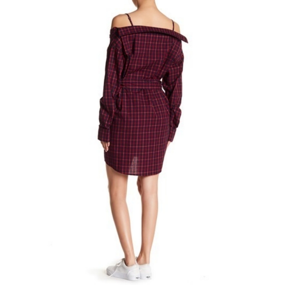 Fate Plaid Cold Shoulder Shirt Dress - Picture 2 of 2